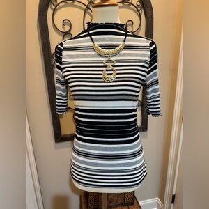 Laundry By Shelli Segal Black and White Striped Top, Black and White Women’s Top